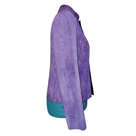 CHICO'S Reversable Purple Suede Black Leather Blazer Jacket M? - Picture 5 of 6